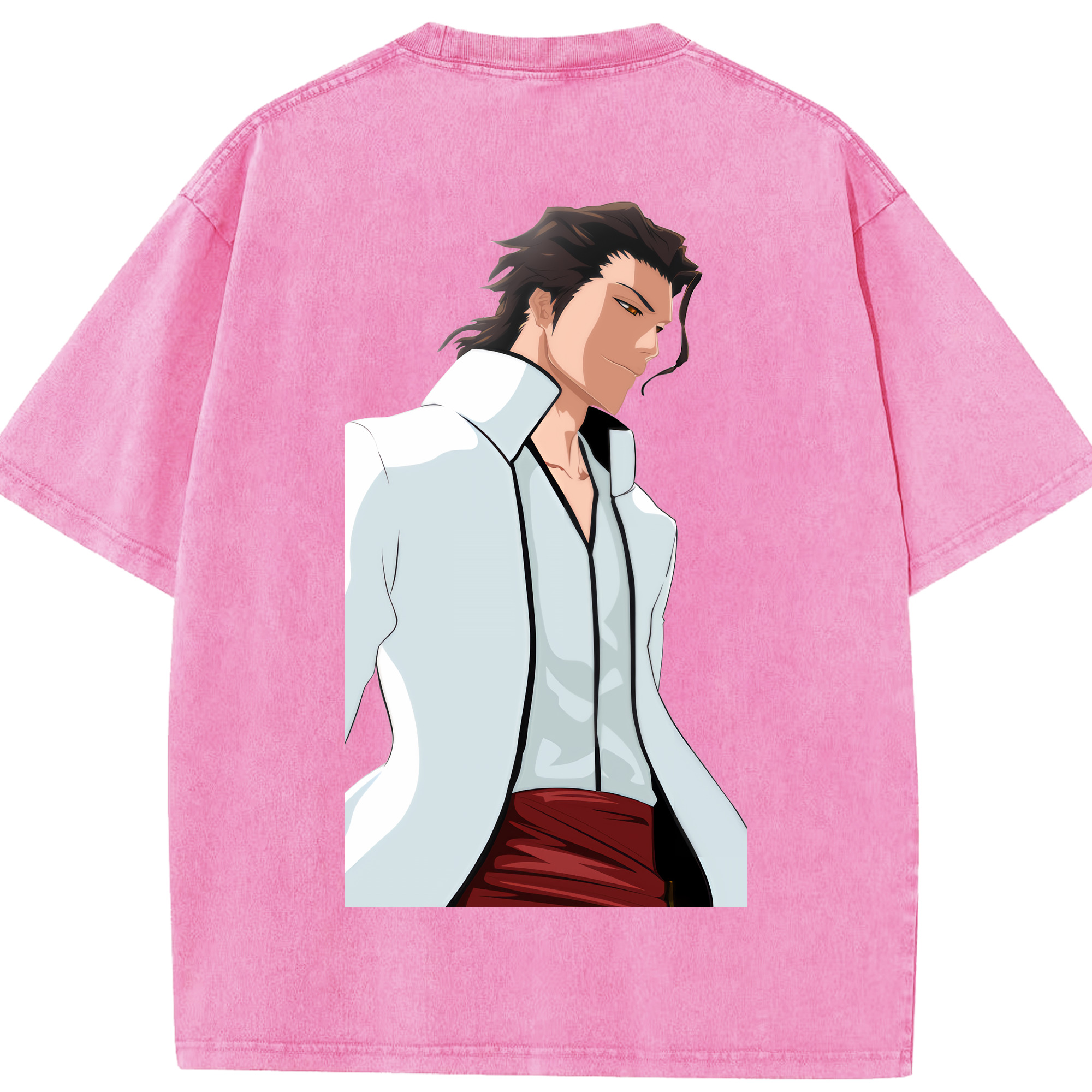 （画像用） ブリーチ 藍染 惣右介（あいぜん そうすけ） BLEACH Aizen Sousuke 綿100% ヴィンテージ風 半袖Tシャツ（背面プリント）